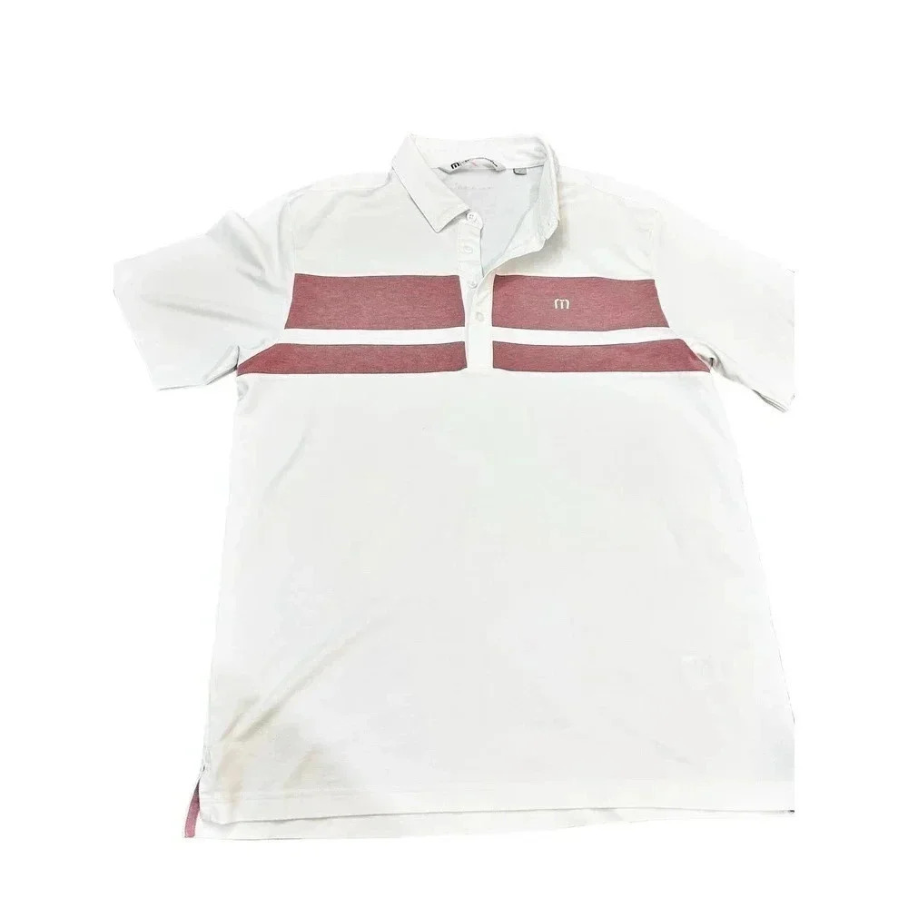 Travis Mathew Men's White Short Sleeve Button Up Collared Polo Shirt Size XL